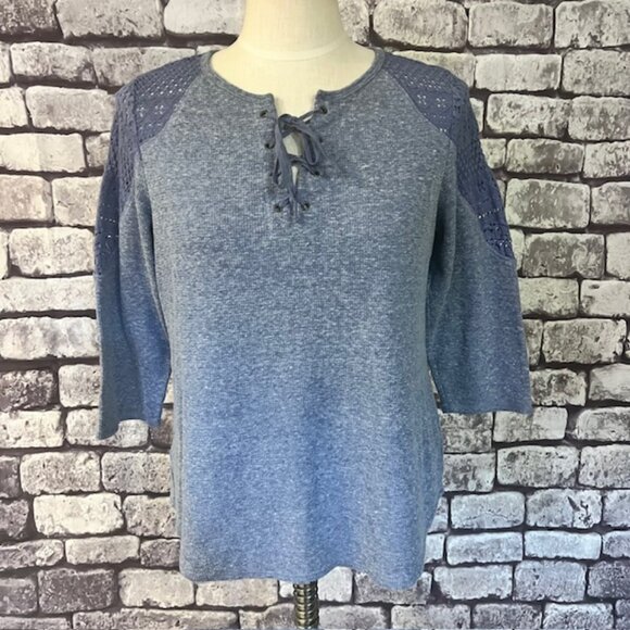 Chico's Zenergy Blue 3/4 Sleeve Blouse Size M - Picture 1 of 9